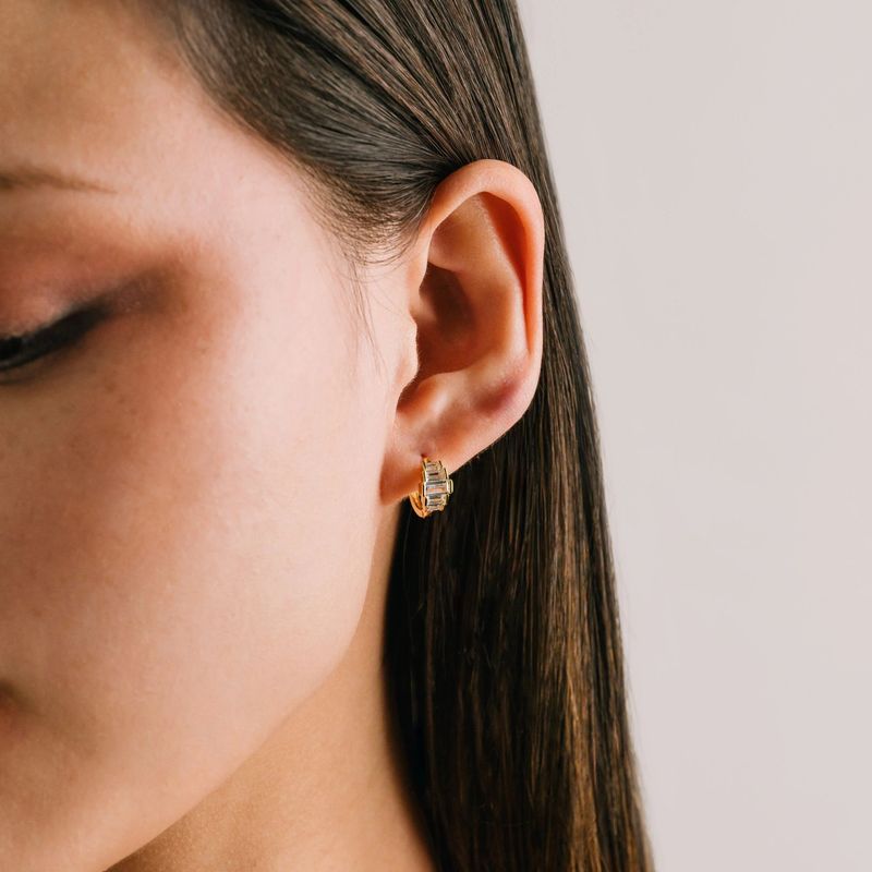 Clarice Huggie Hoop Earrings Gold