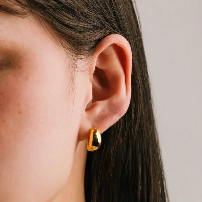 Crest Dome Hoop Earrings Gold