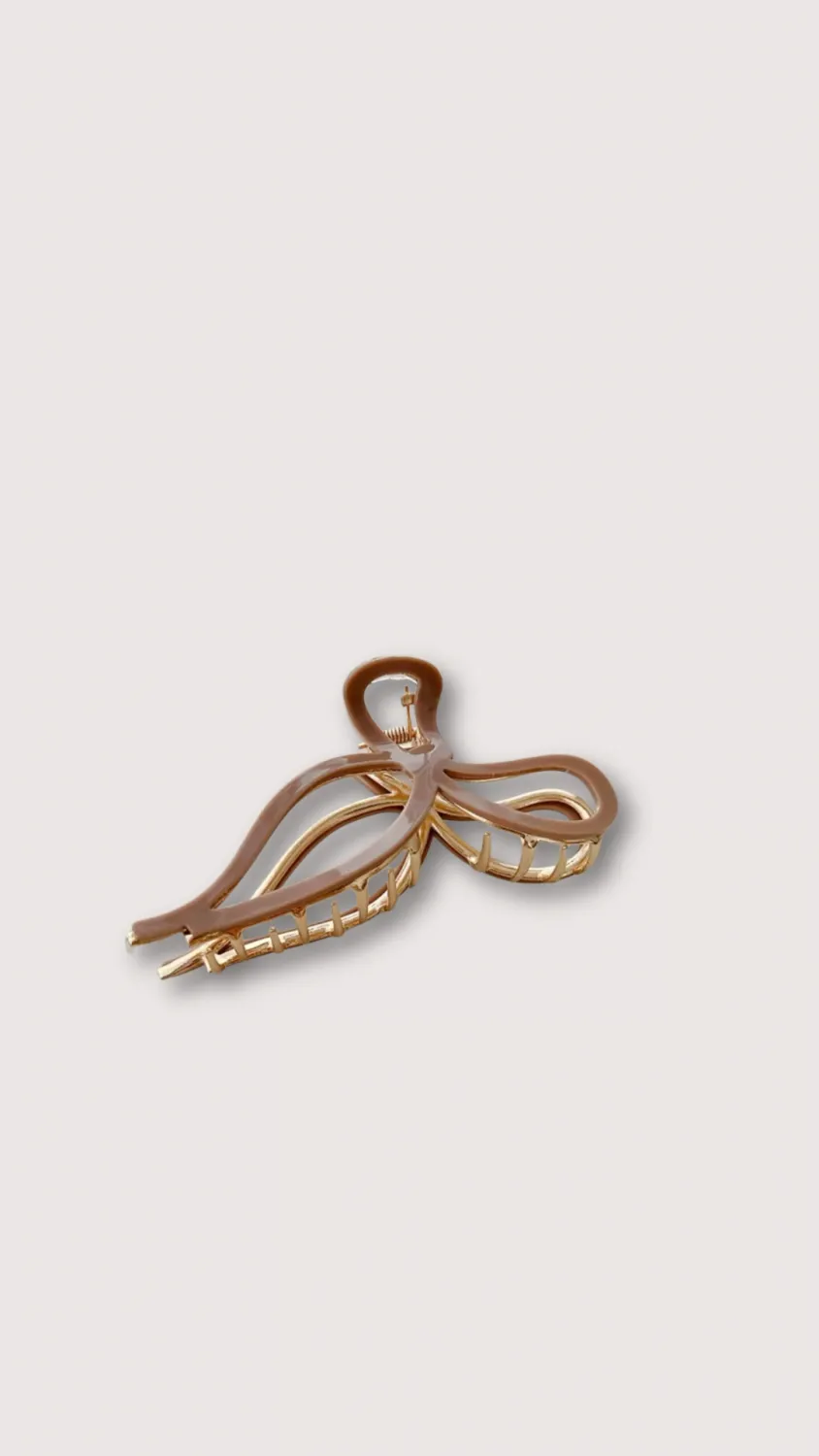Festive Bow Claw Clip Mocha