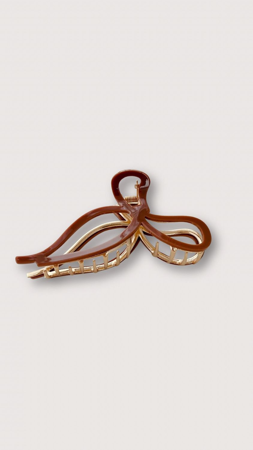 Festive Bow Claw Clip Chocolate