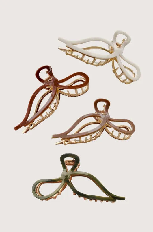 Festive Bow Claw Clip Chocolate