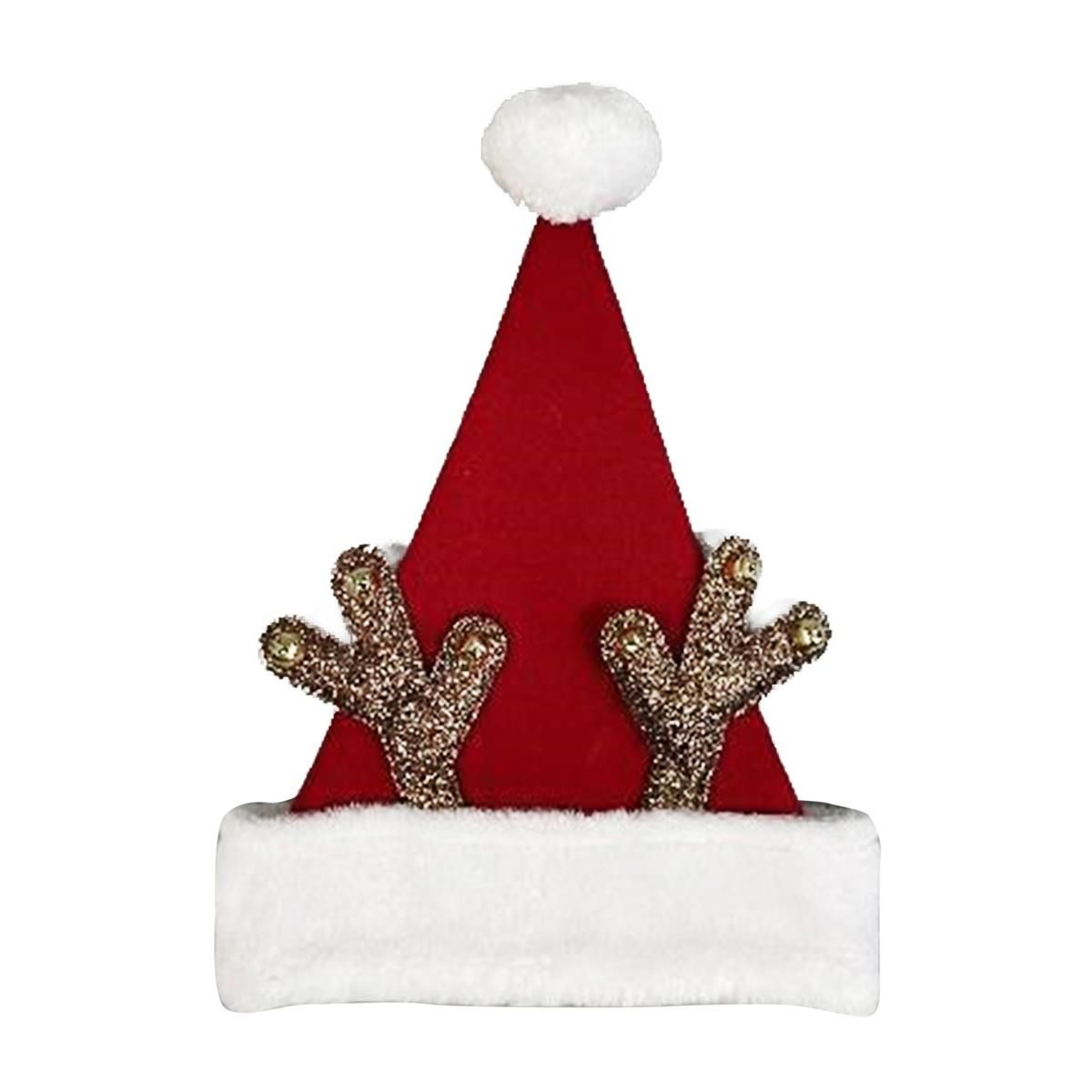 Fleece Santa Hat with Antler