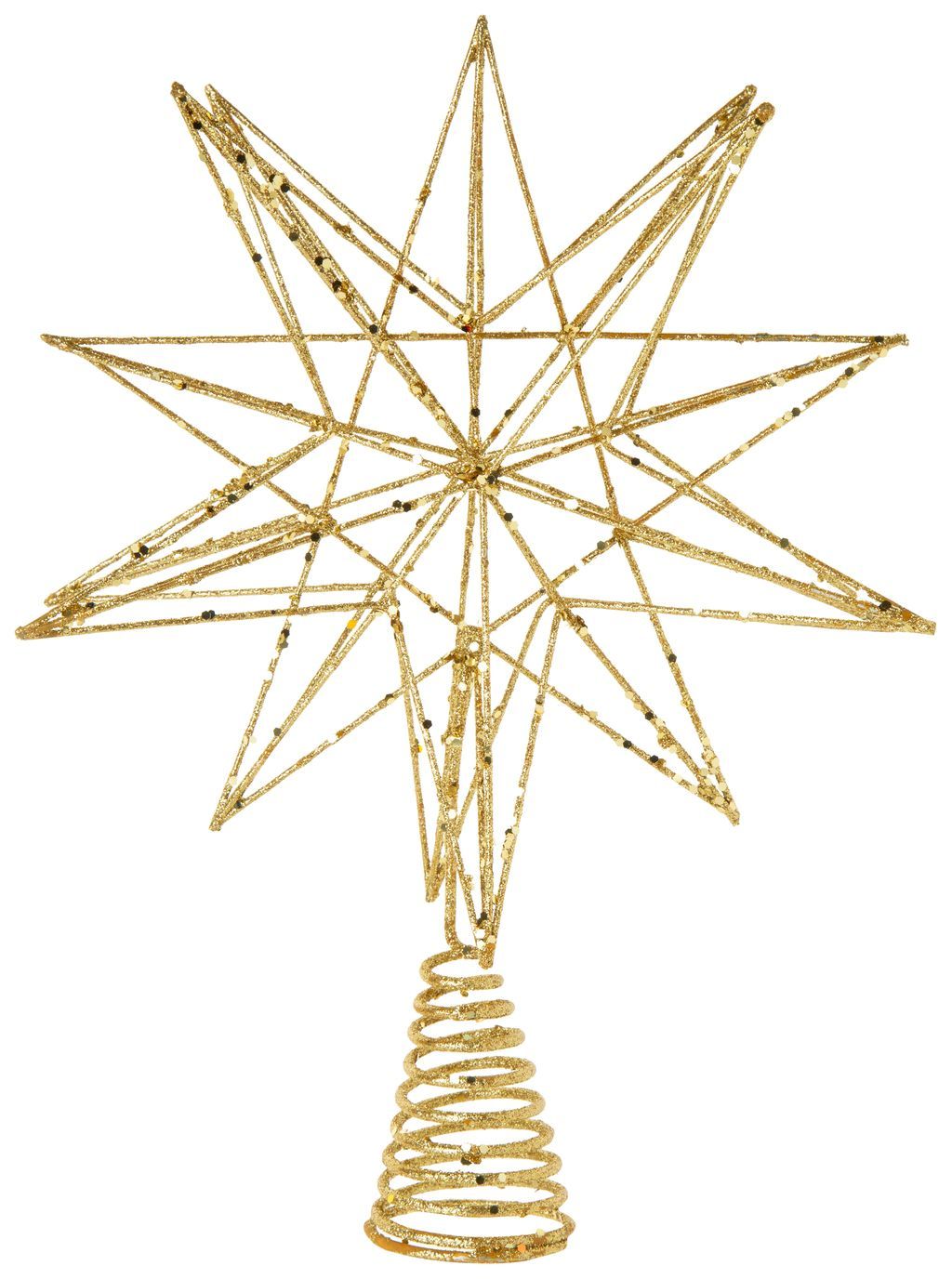 Metal Tree Topper Gold Glittered 3D Star 12&quot;