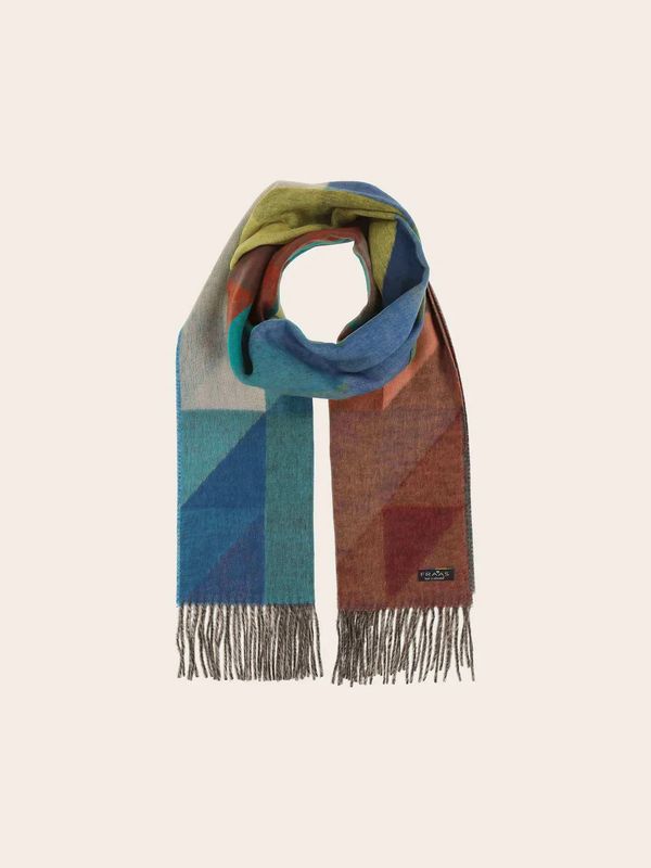 Cashmink Scarf With Geometric Design True Blue