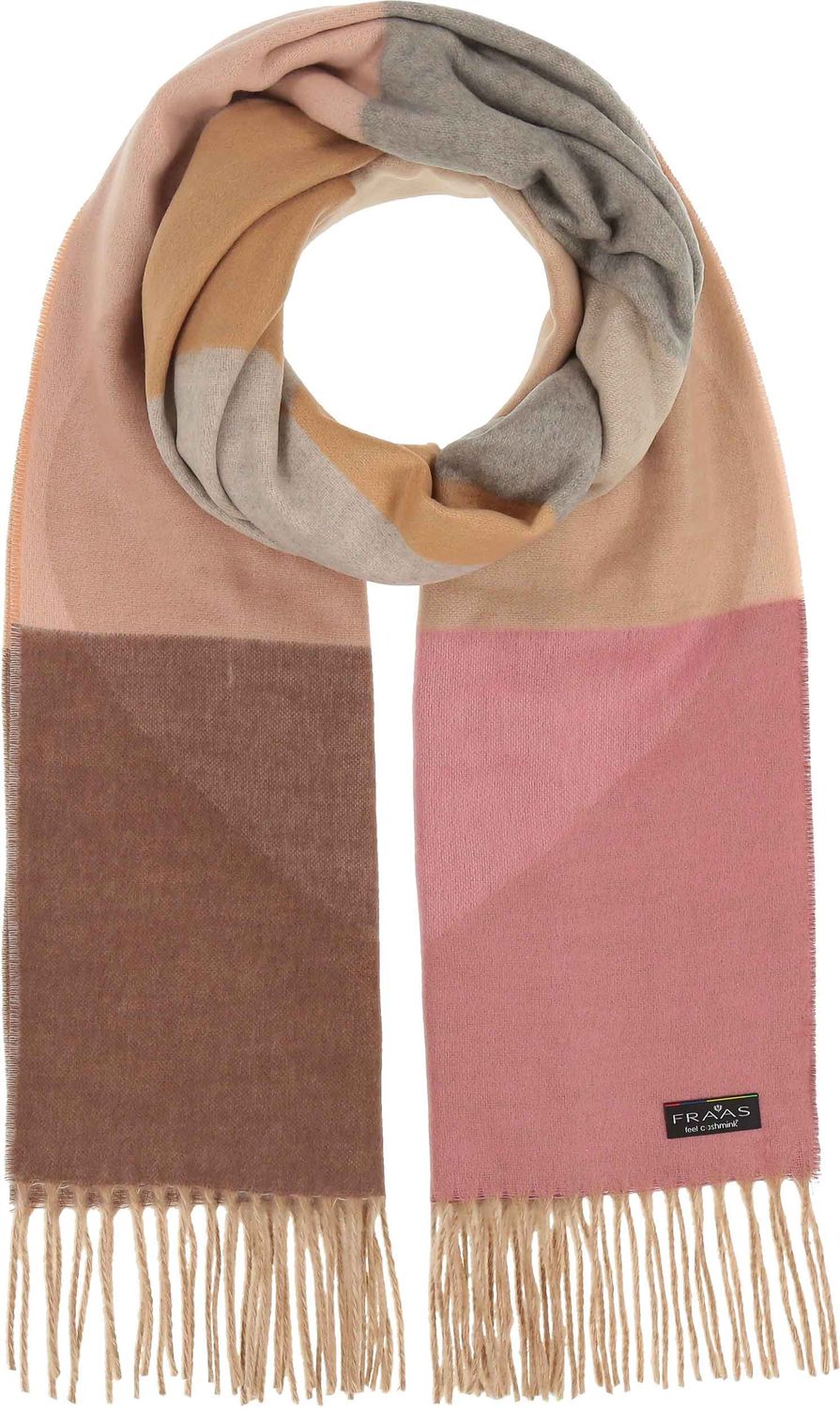 Cashmink Scarf Colourblock Hearts Powder Rose