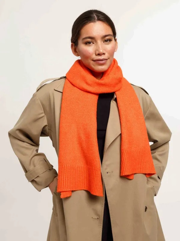 Knitted Scarf In Wool Blend Exotic Orange