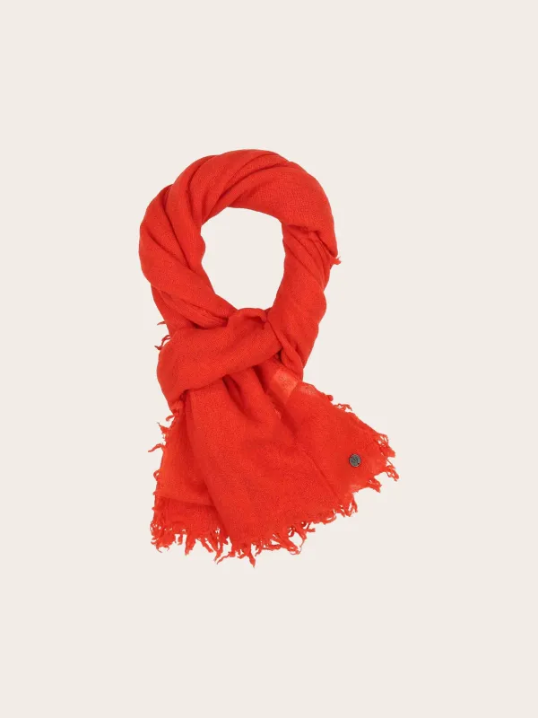Single Coloured Wool Stole With Fringes Exotic Orange