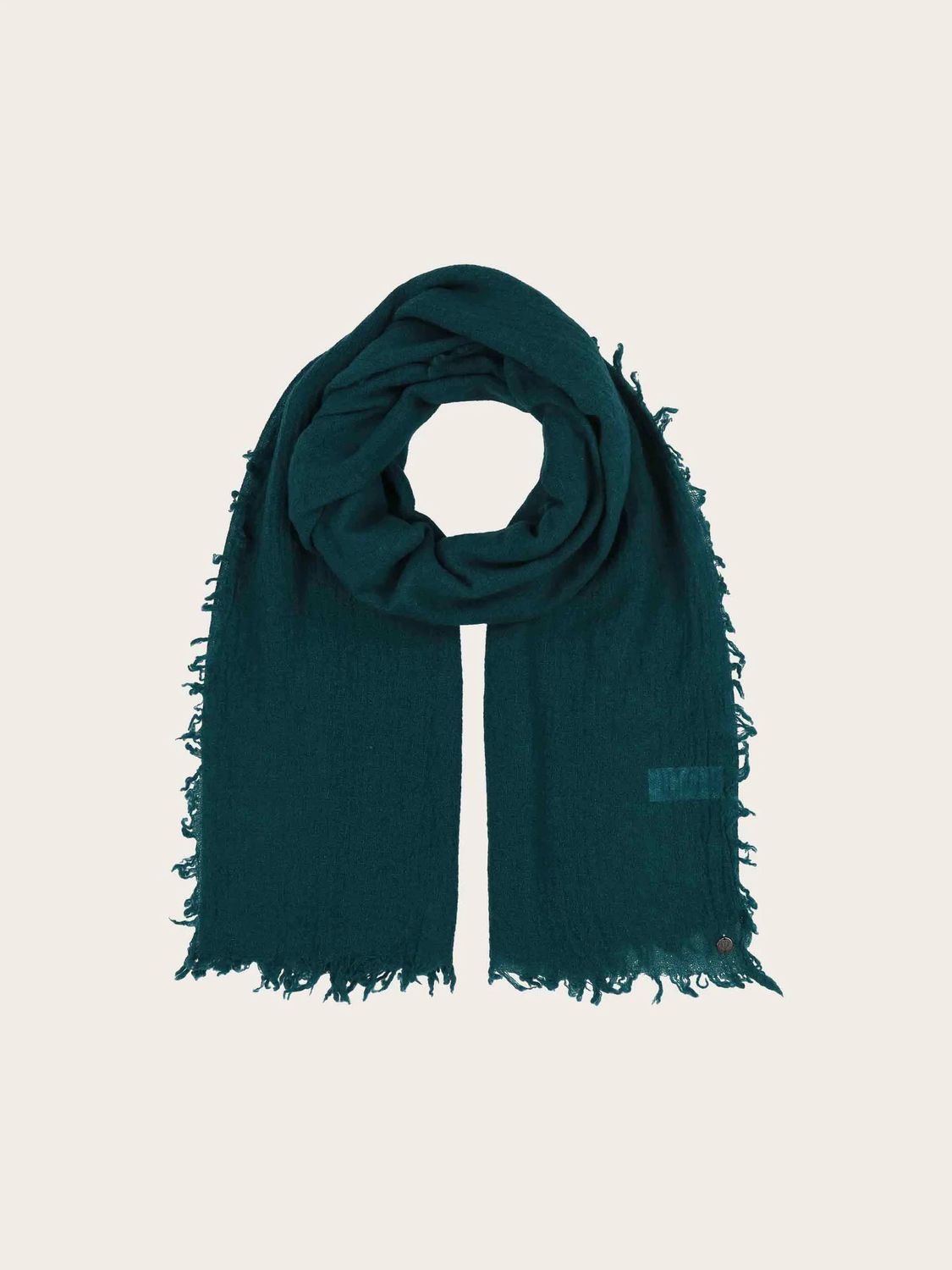 Single Coloured Wool Stole With Fringes Crystal Teal