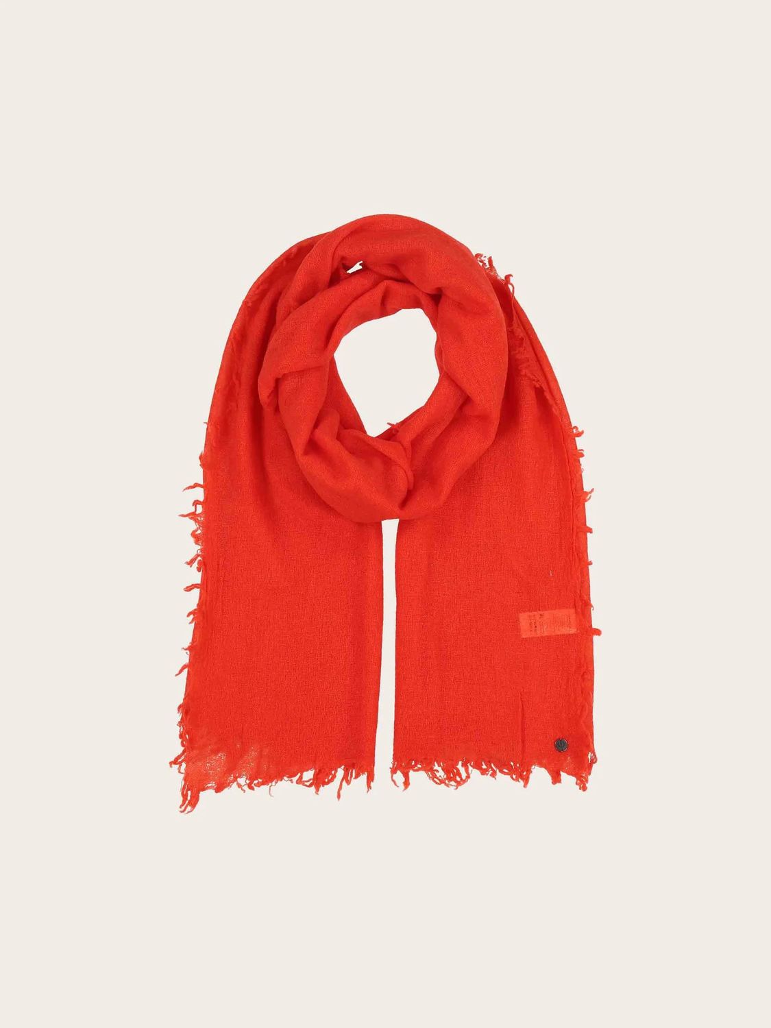 Single Coloured Wool Stole With Fringes Exotic Orange