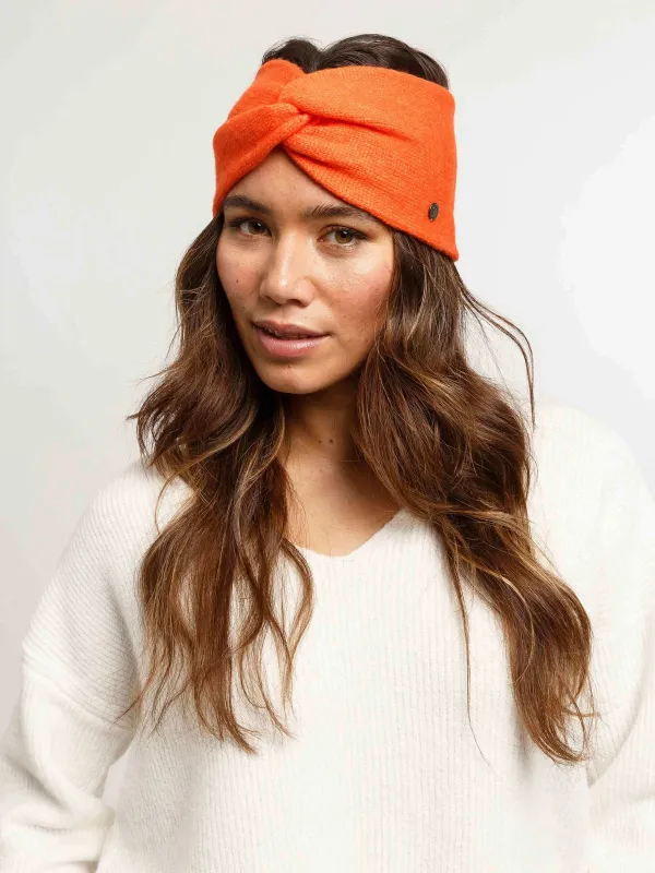 Wide Knitted Headband In Wool Blend Exotic Orange