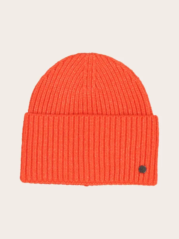 Rib Knit Hat in Wool Blend Exotic Orange