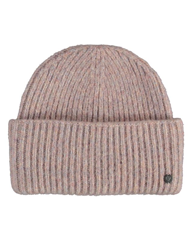 Rib Knit Hat in Wool Blend Pale Rose
