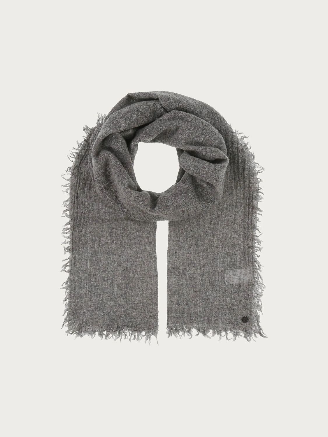 Single Coloured Wool Stole With Fringes Gray