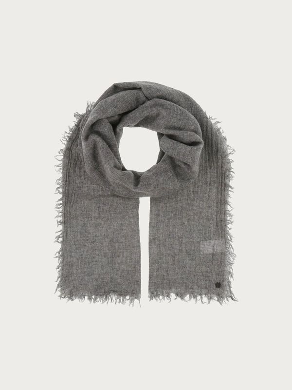Single Coloured Wool Stole With Fringes Gray