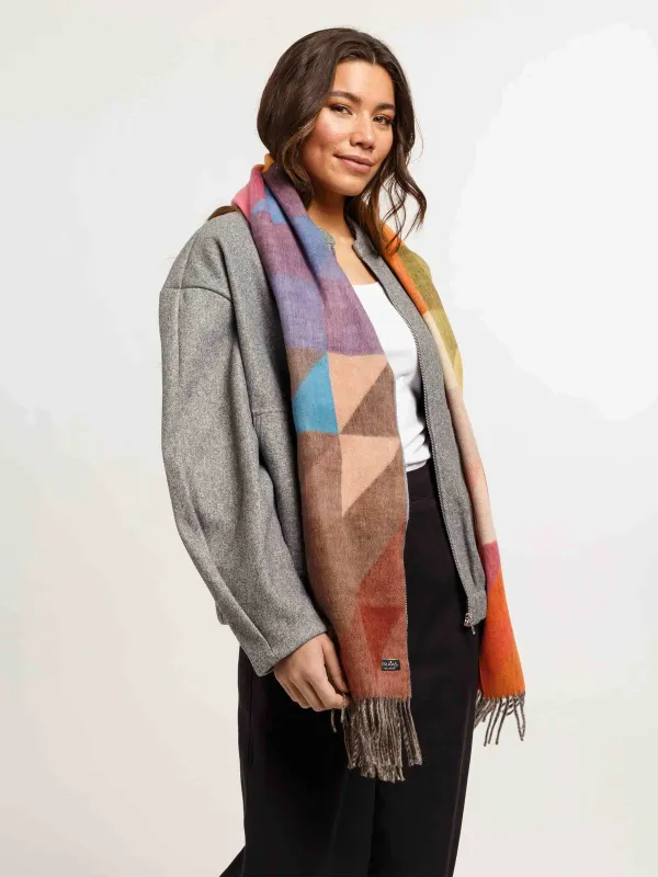 Cashmink Scarf With Geometric Design Sand
