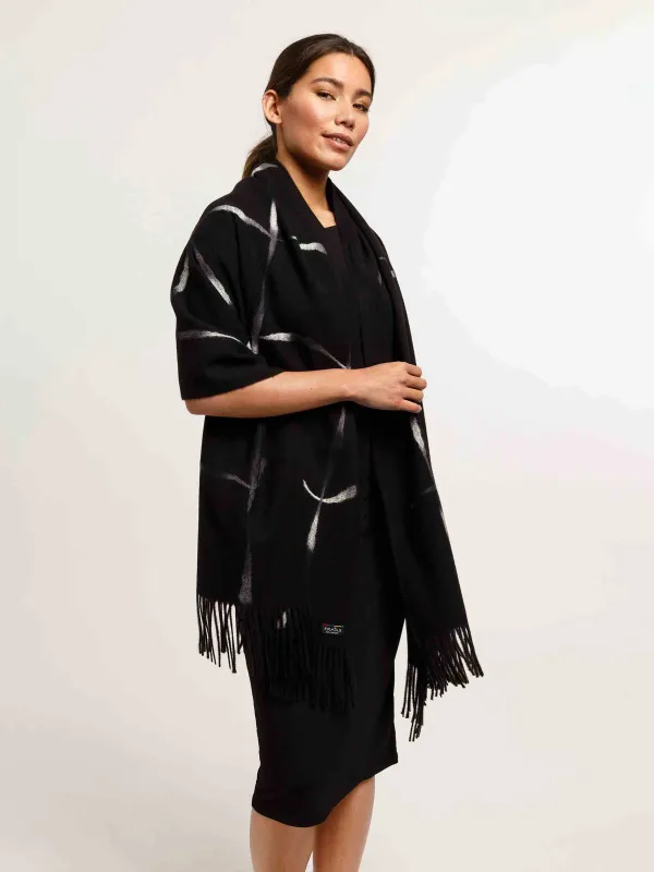 Cashmink Stole Window Pane Check Black and White