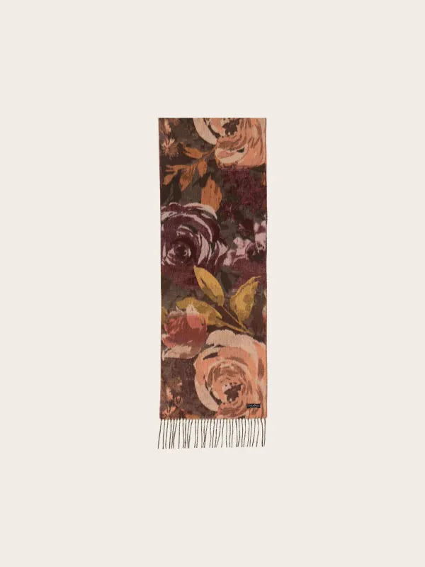 Cashmink Scarf With Romantic Floral Design Pale Peach