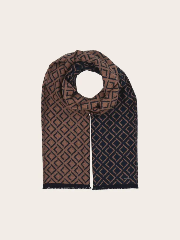 Bugatti Double-Face Scarf Geometric Design Navy