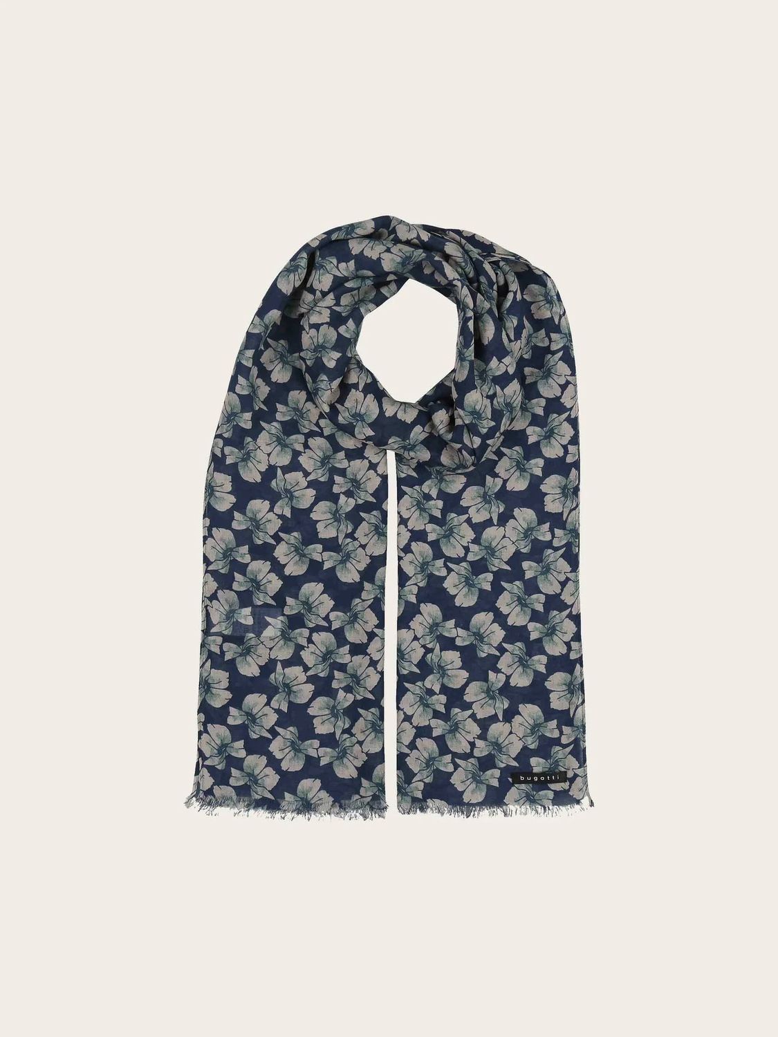 Bugatti Wool Scarf Floral Print Navy