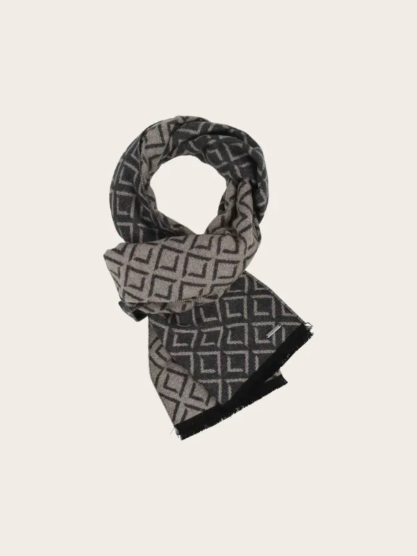 Bugatti Double-Face Scarf Geometric Design Charcoal