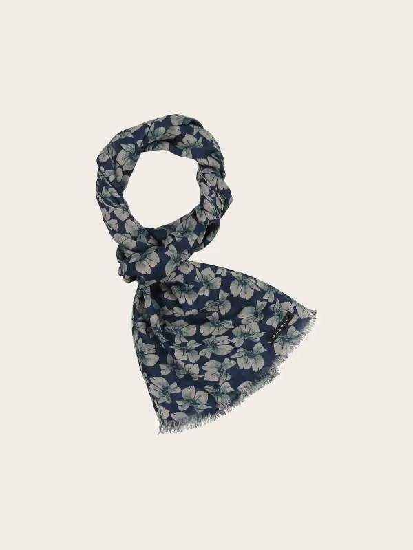Bugatti Wool Scarf Floral Print Navy