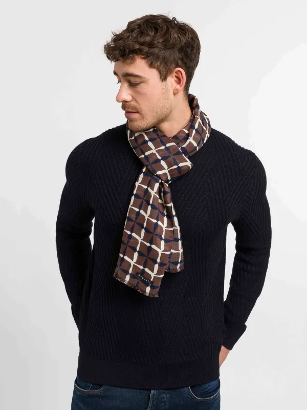 Bugatti Scarf Geometric Print Pepper