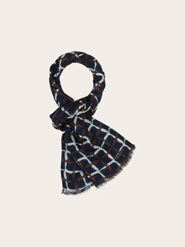Bugatti Scarf Geometric Print Navy