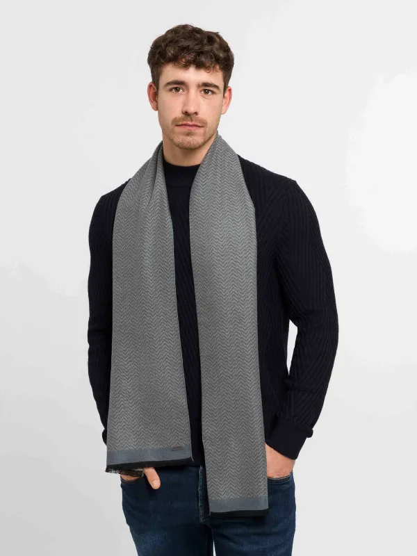 Bugatti Scarf Geometric Design Charcoal