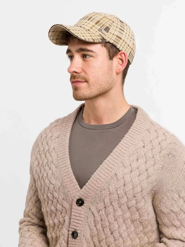 Bugatti Baseball Corduroy Cap Checked Navy