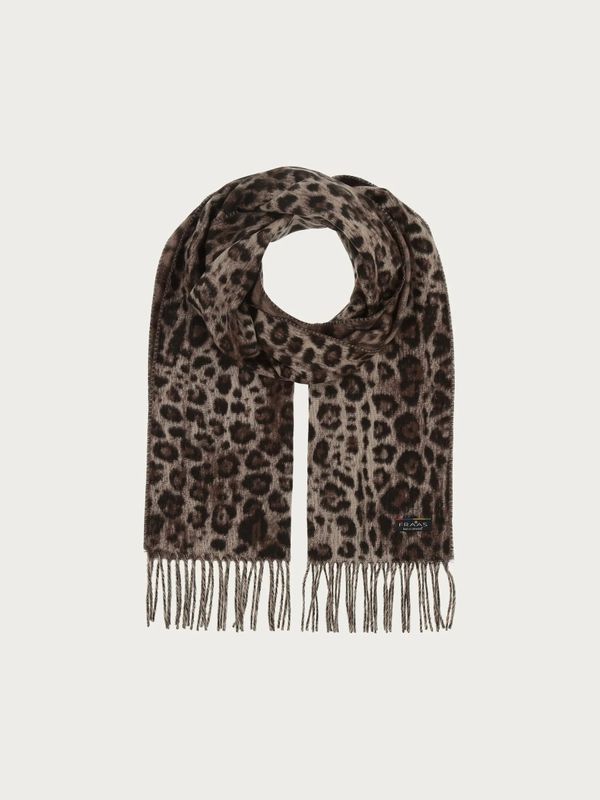 Cashmink Scarf Taupe With Leo Design