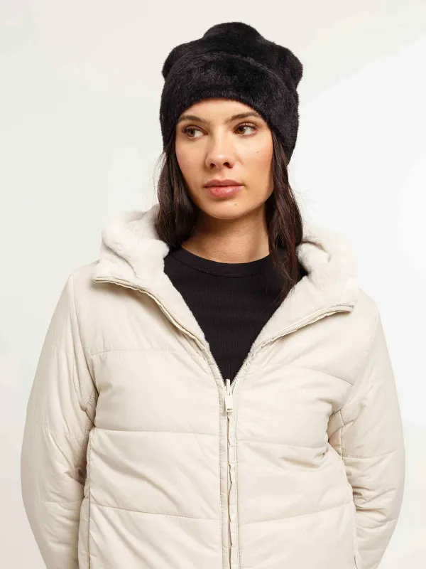 Soft Beanie With Folded Back Black