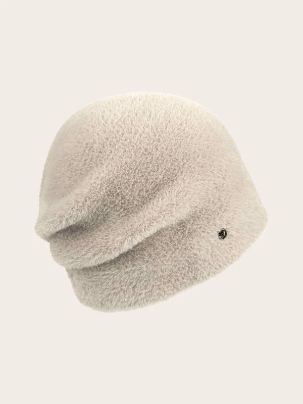 Soft Beanie With Folded Back Cream