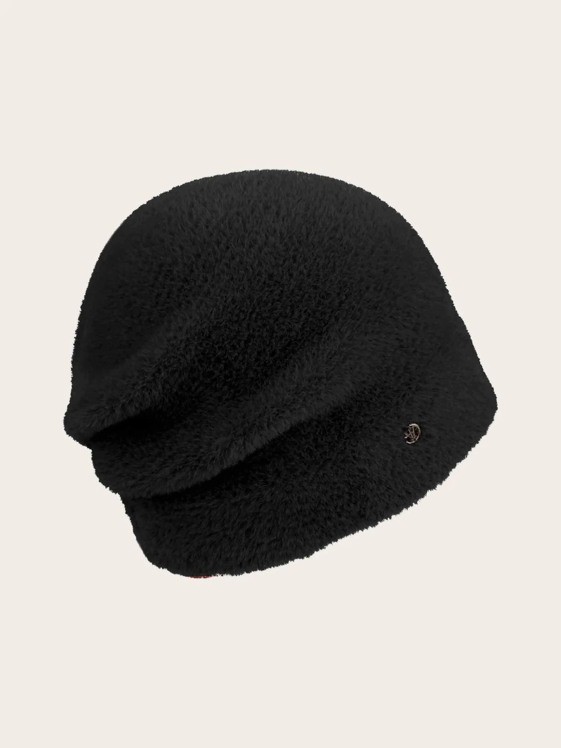 Soft Beanie With Folded Back Black