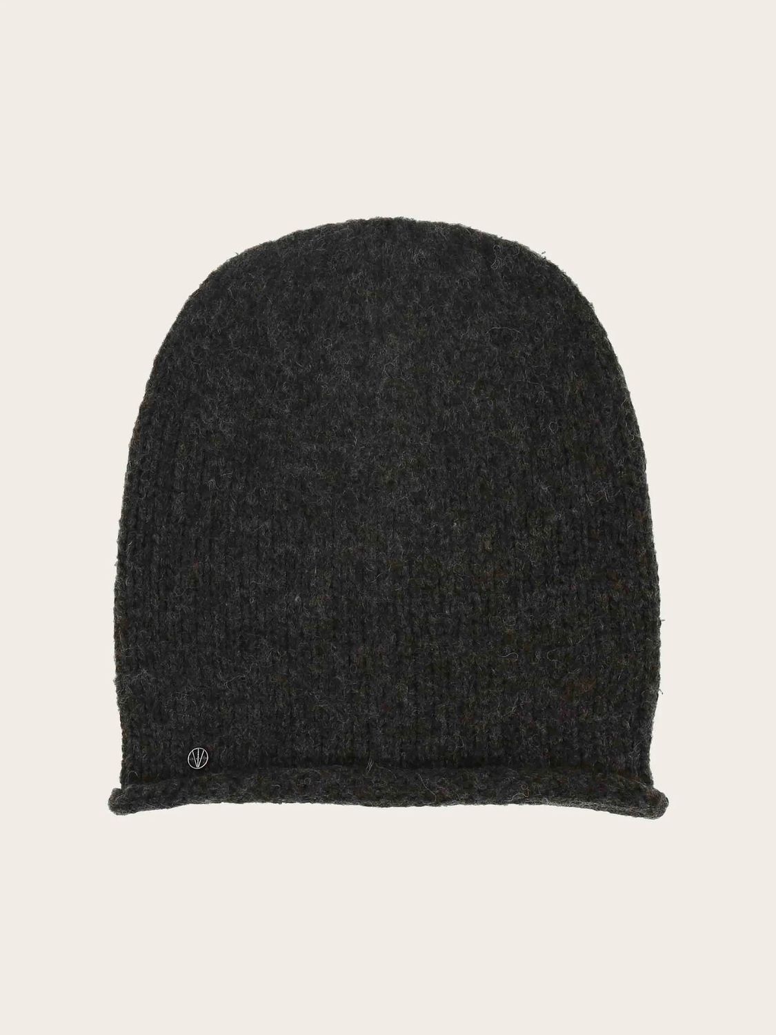 Knitted Beanie With Rolled-Up Brim Charcoal