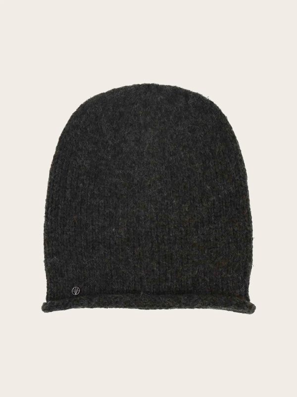 Knitted Beanie With Rolled-Up Brim Charcoal