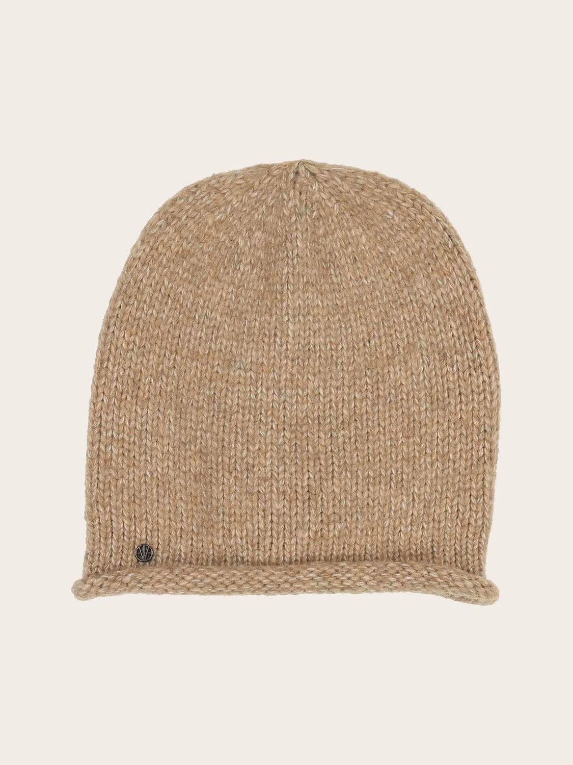 Knitted Beanie With Rolled-Up Brim Toffee