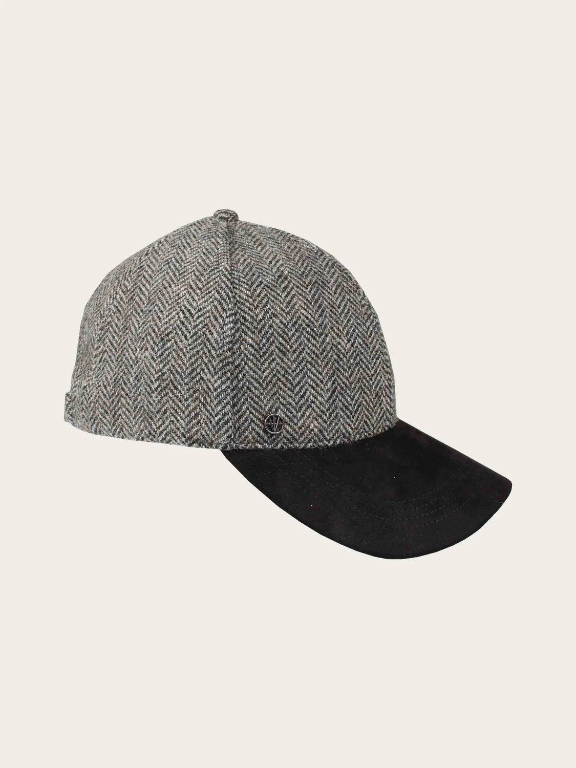 Woollen Baseball Cap Herringbone Black