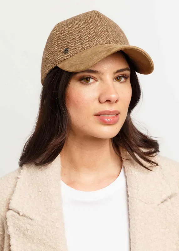 Woollen Baseball Cap Herringbone Black