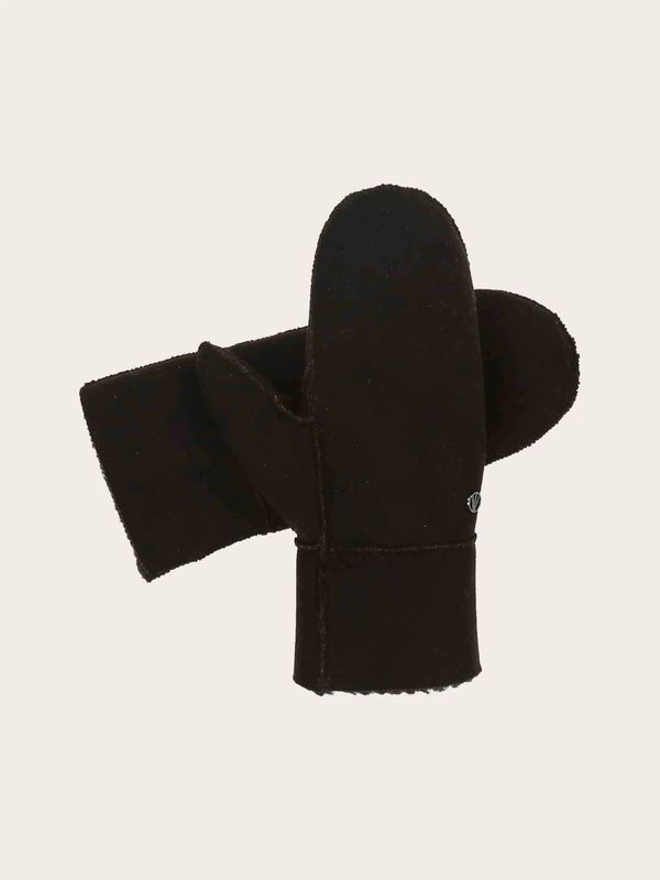 Faux Leather Mittens Black