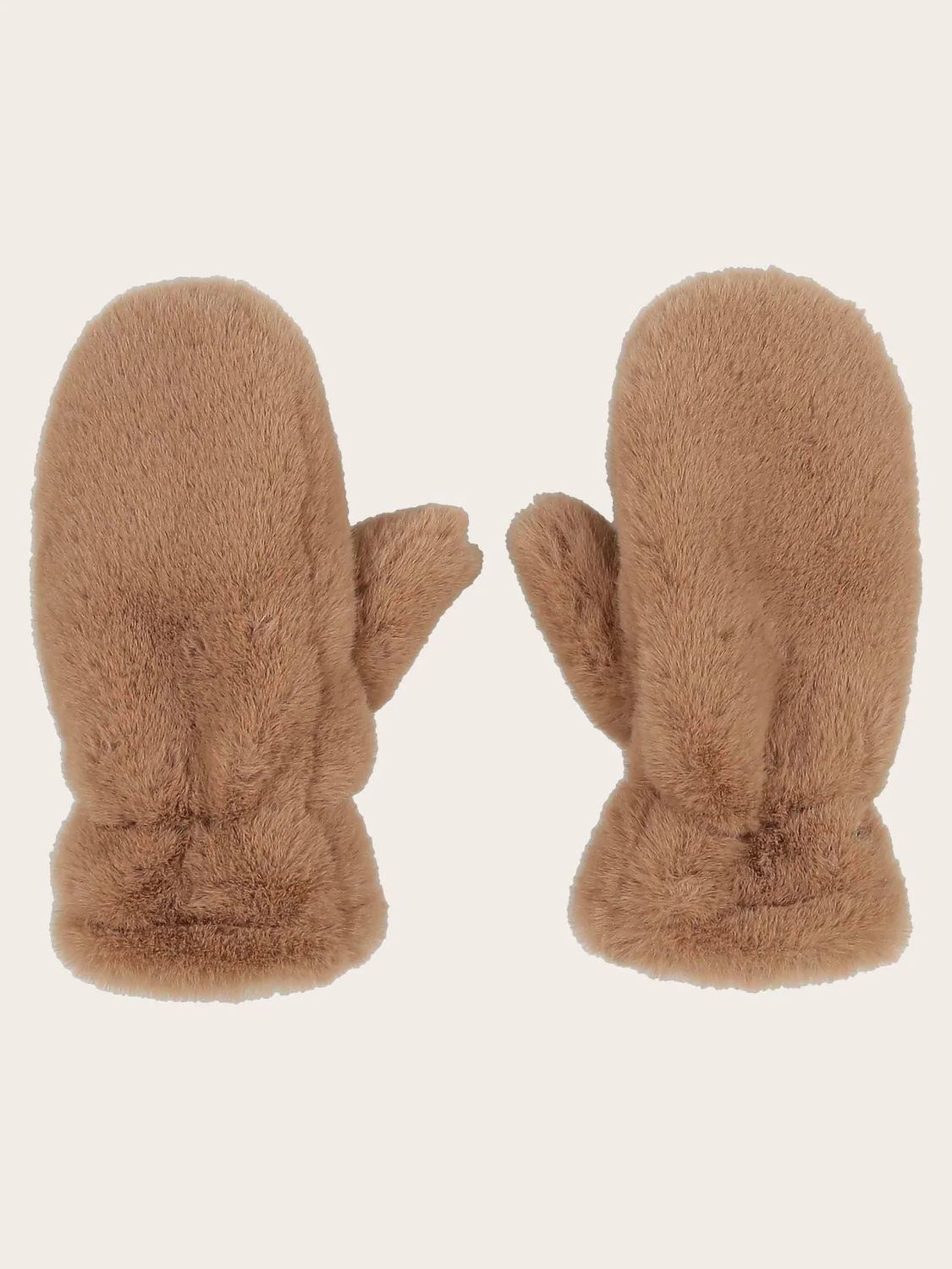 Soft Faux Fur Mittens Toffee