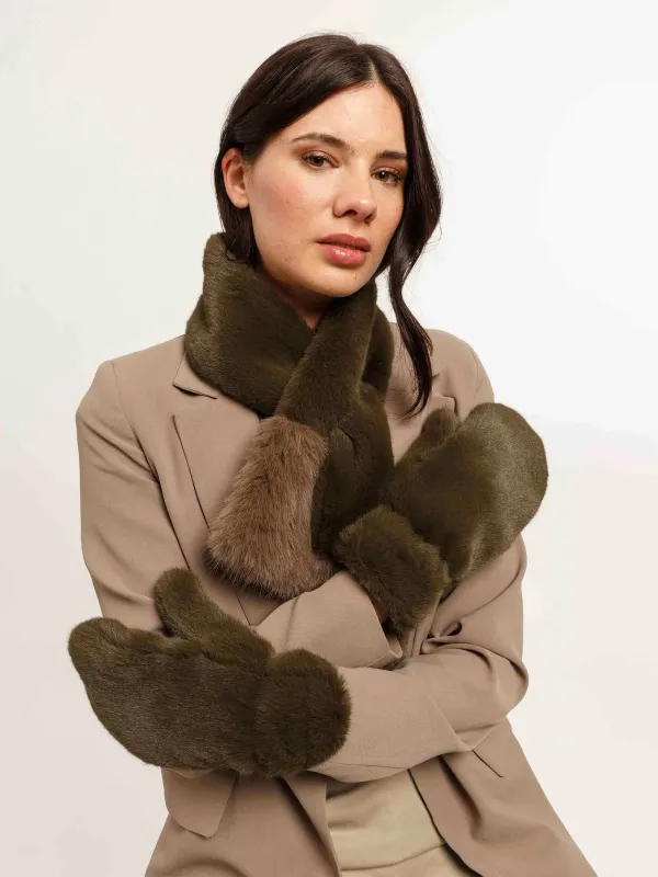 Soft Faux Fur Mittens Black