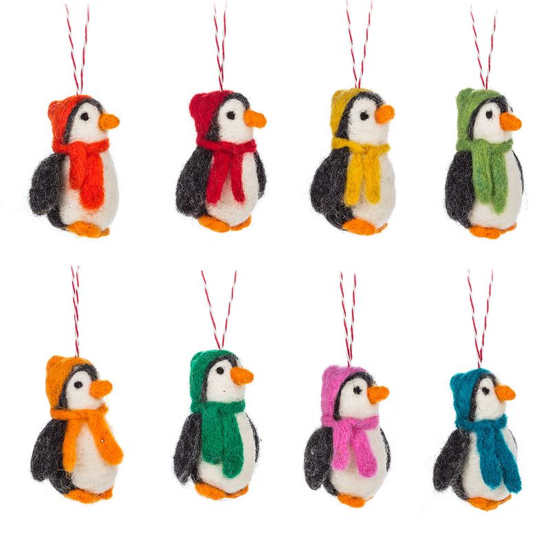 Felt Ornament Penguin With Hat Assorted