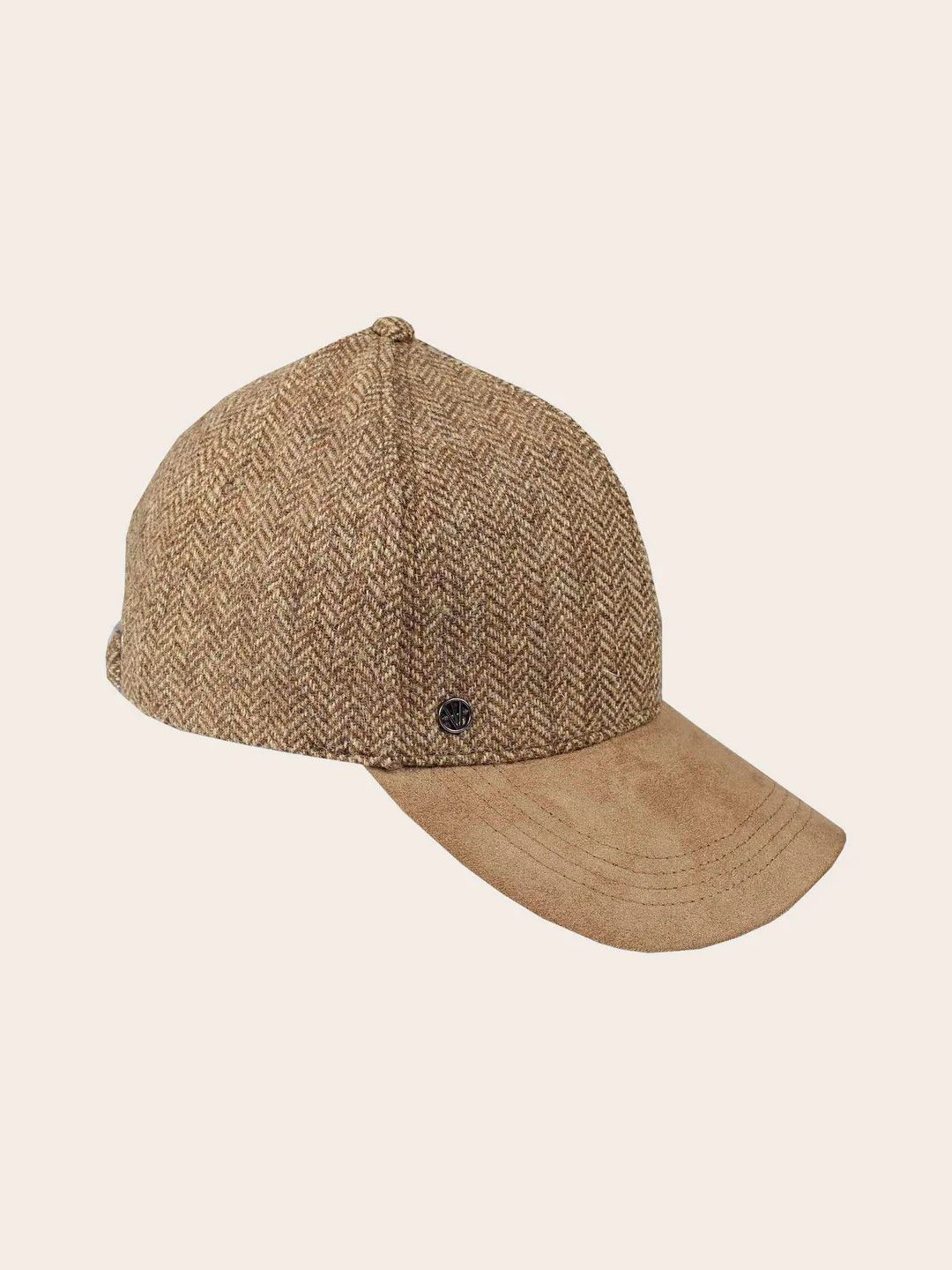 Woollen Baseball Cap Herringbone Toffee