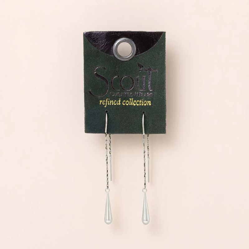 Refined Earring Collection Teardrop Threader Silver
