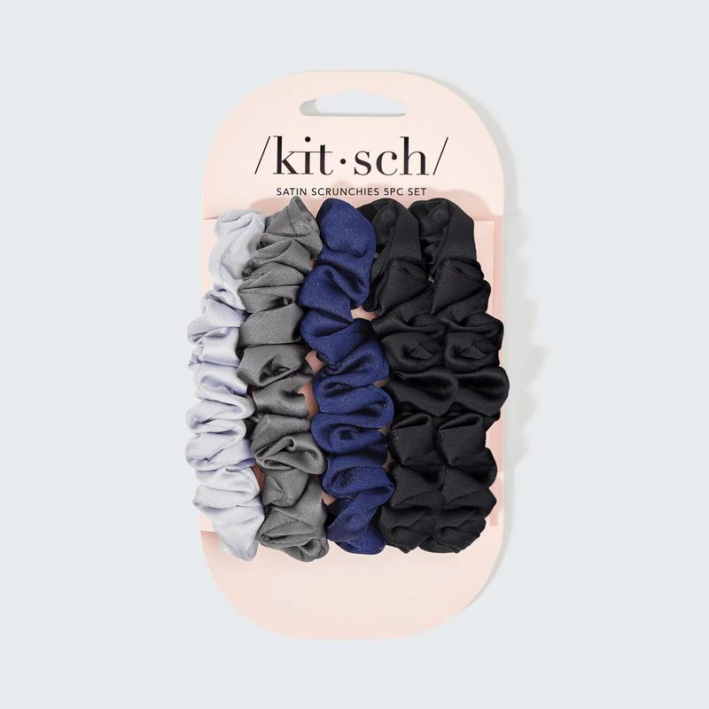 Ultra Petite Satin Scrunchies 6pc Set Midnight