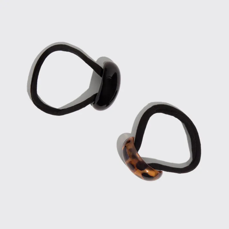 Small Black &amp; Tortoise Cloud Cuffs Set of 2