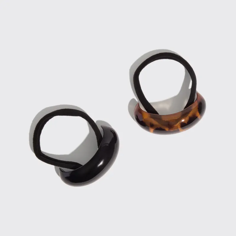 Medium Black &amp; Tortoise Cloud Cuffs Set of 2