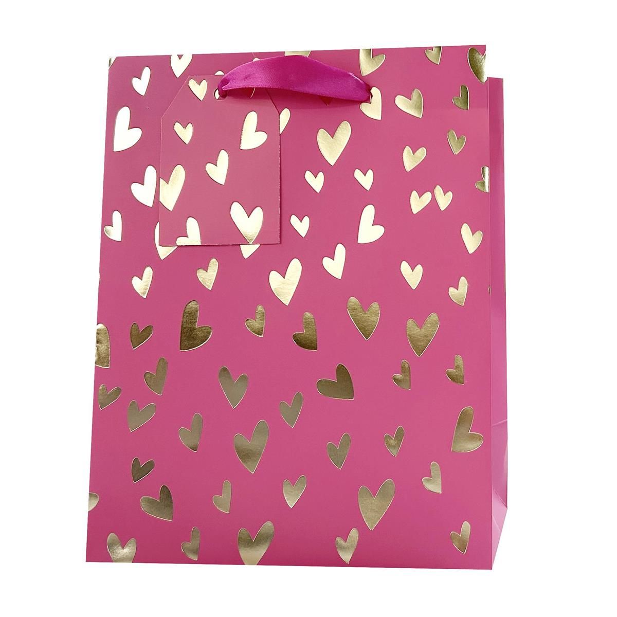 Medium Gift Bag Neon Hearts Foil