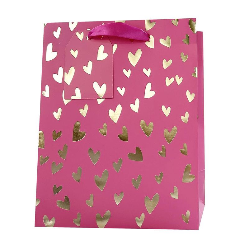 Medium Gift Bag Neon Hearts Foil