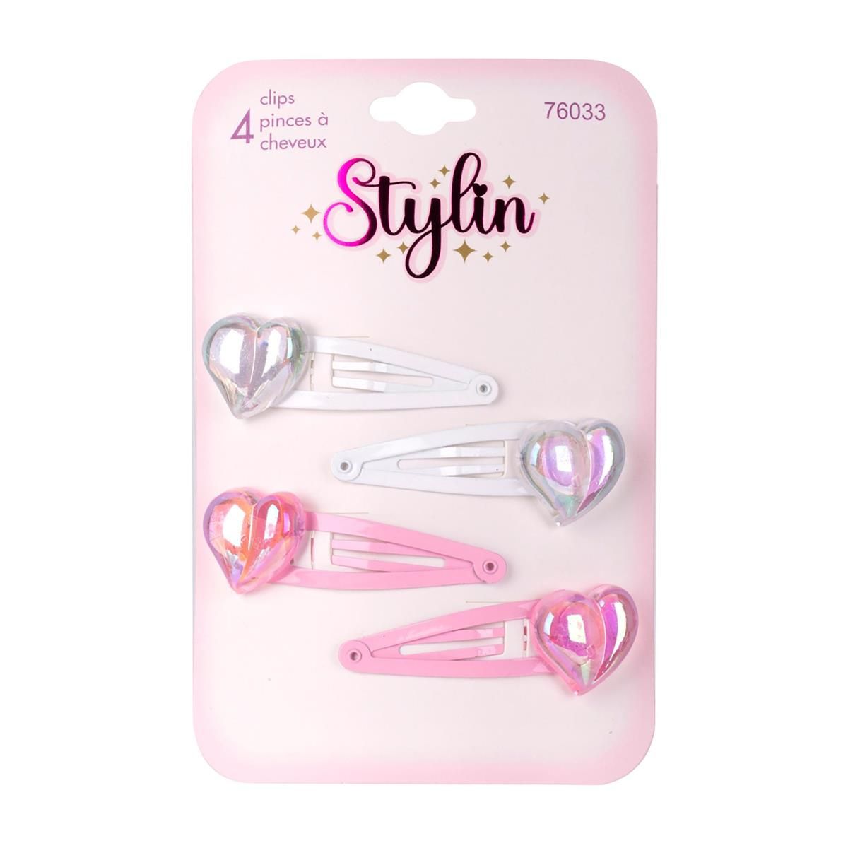 Snap Barrettes with Heart 4pc